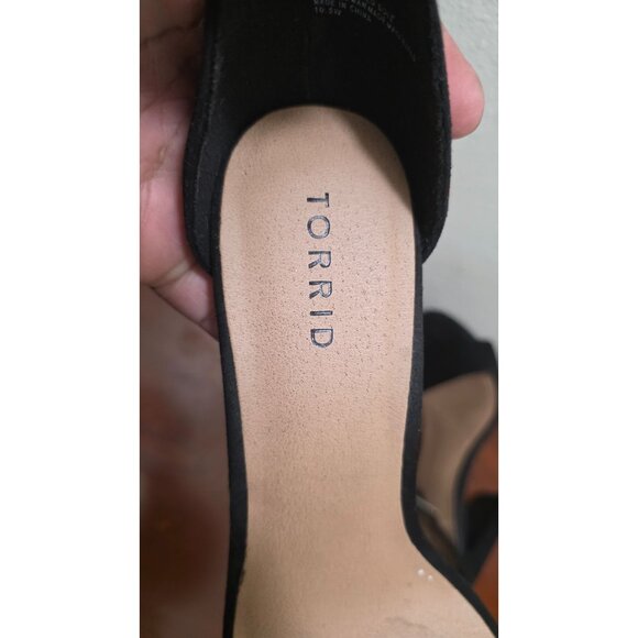 Torrid Black Faux Suede Block Heel Sandals With Ankle Strap Size 10.5W Women's S - Picture 7 of 8